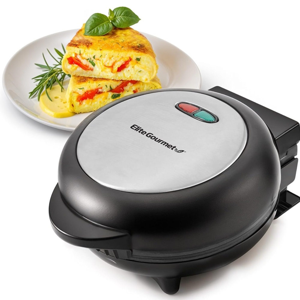 Elite Gourmet Black and Silver Omelette Maker